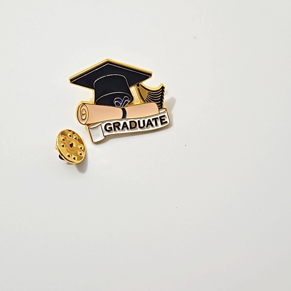 Graduation Party decor black and gold banner Cupcakes toppers Enamel Grad Pin - Picture 6 of 17